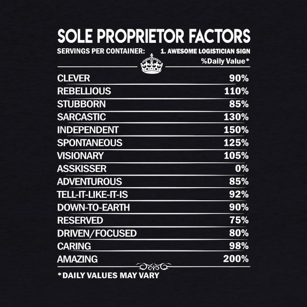 Sole Proprietor T Shirt - Sole Proprietor Factors Daily Gift Item Tee by Jolly358